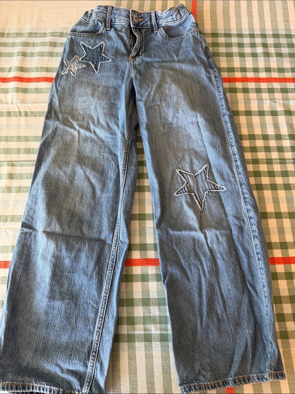 abercrombie kids light blue star patch jeans